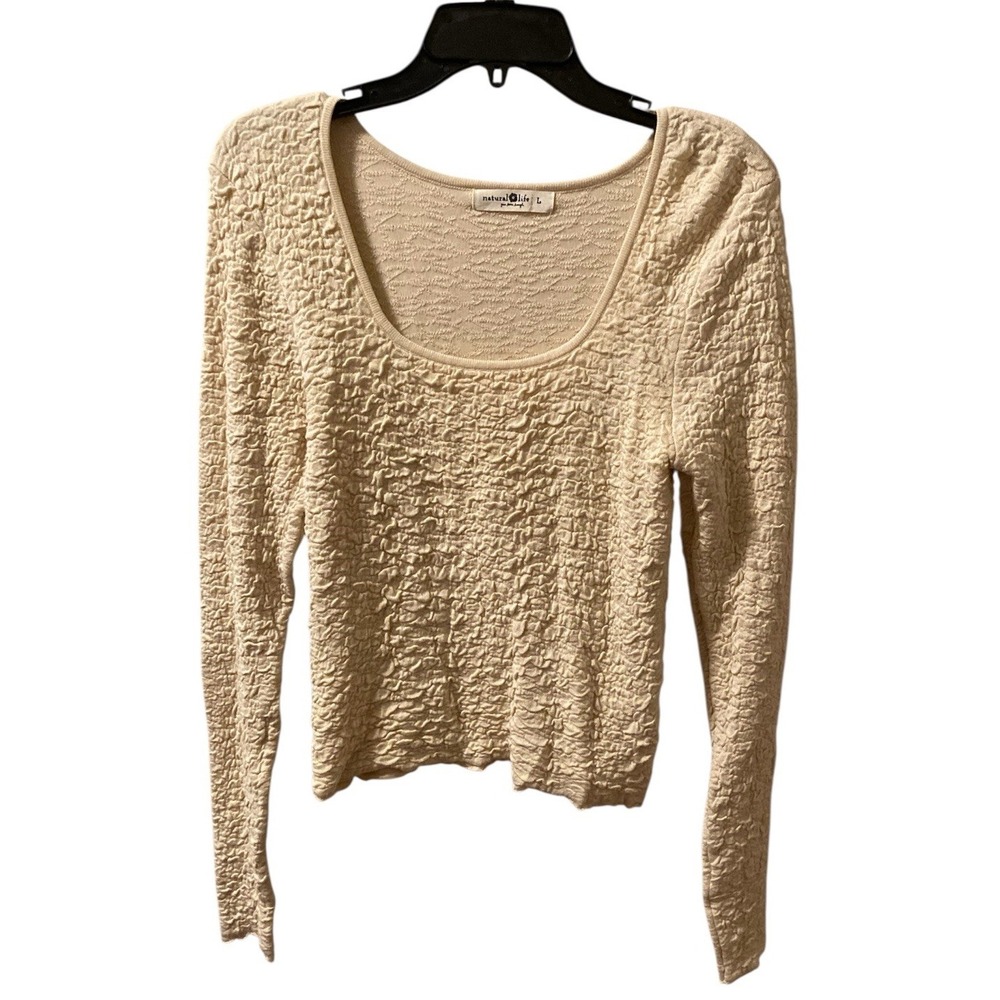 Natural Life Danielle Top Bubble Textured Stretch Ivory Cream Size‎ L